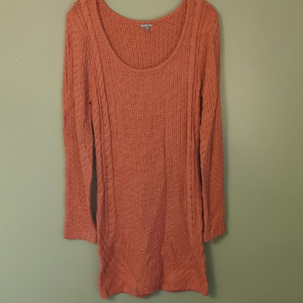 Charlotte Russe Coral Scoop Neck Sweater Dress